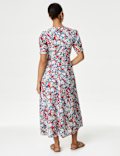 Pure Cotton Floral Cutwork Detail Midi Tea Dress
