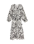 Printed V-Neck Midi Tea Dress