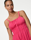 Crinkle Smocked Cami Midi Slip Dress