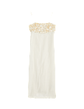 Linen Blend Embellished Midaxi Column Dress