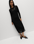 Jersey Knitted Lace Midaxi Dress