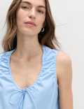 Pure Cotton Tie Detail Mini Tiered Dress