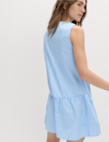 Pure Cotton Tie Detail Mini Tiered Dress