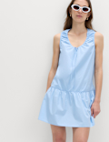 Pure Cotton Tie Detail Mini Tiered Dress