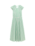 Gingham Puff Sleeve Midi Waisted Dress