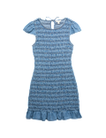Denim Frill Hem Mini Shirred Dress