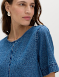 Pure Cotton Denim Mini T-Shirt Dress