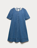 Pure Cotton Denim Mini T-Shirt Dress