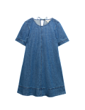 Pure Cotton Denim Mini T-Shirt Dress