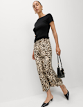 Animal Print Maxi Slip Skirt