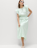 Pure Cotton Striped Midi Circle Skirt