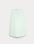 Pure Cotton Striped Midi Circle Skirt
