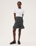 Polka Dot Ruffle Mini Wrap Skirt