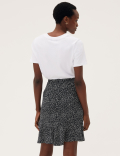 Polka Dot Ruffle Mini Wrap Skirt