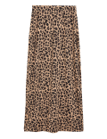 Animal Print Ribbed Maxi A-Line Skirt