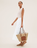 Pure Cotton Broderie Midi Tiered Skirt