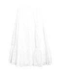Pure Cotton Broderie Midi Tiered Skirt