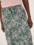Pure Cotton Ditsy Floral Midi Tiered Skirt