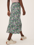 Pure Cotton Ditsy Floral Midi Tiered Skirt