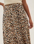 Jersey Animal Print Midi Skater Skirt