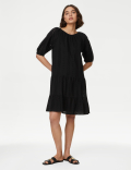 Pure Cotton Broderie Mini Tiered Dress