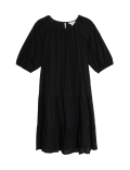 Pure Cotton Broderie Mini Tiered Dress