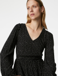 Printed V-Neck Mini Tiered Dress