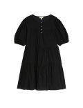 Pure Cotton Pintuck Mini Waisted Dress