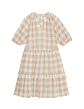 Cotton Rich Checked Mini Tiered Dress