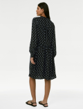 Printed Tie Neck Mini Relaxed Dress