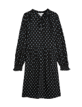 Printed Tie Neck Mini Relaxed Dress