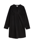 Pure Cotton V-Neck Mini Relaxed Shift Dress