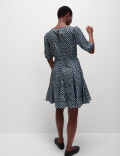Pure Cotton Printed Mini Waisted Dress