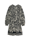 Cotton Rich Textured Yoke Mini Dress