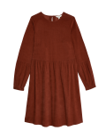 Cord Round Neck Mini Waisted Dress