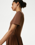 Jersey Round Neck Knee Length Skater Dress