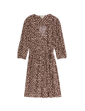 Printed V-Neck Knee Length Wrap Dress