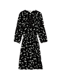Printed V-Neck Knee Length Wrap Dress