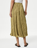 Textured Pleated Midi Skirt