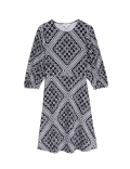 Printed Jersey Round Neck Mini Skater Dress