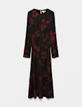 Satin Floral Midaxi Column Dress