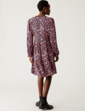 Printed Tie Neck Tiered Dress