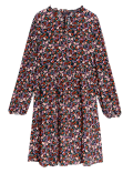 Printed Tie Neck Tiered Dress