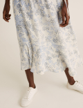 Floral Tie Neck Midi Waisted Dress