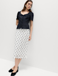 Polka Dot Knee Length Slip Skirt