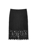 Cotton Blend Lace Knee Length Pencil Skirt