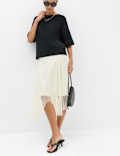 Lace Midi Asymmetric Skirt