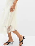 Lace Midi Asymmetric Skirt