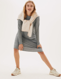 Jersey Ribbed Knee Length Swing Dress