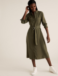 Belted Midi Shirt Dress